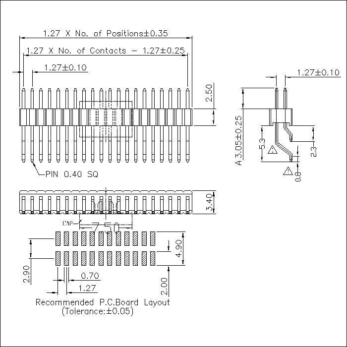 1.27mm Pin Header Dual Row Angle Type SMT