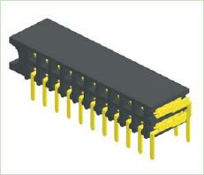 2,54 mm moteriška antraštė Dviejų eilių kampas, šoninis įėjimasH:5,9